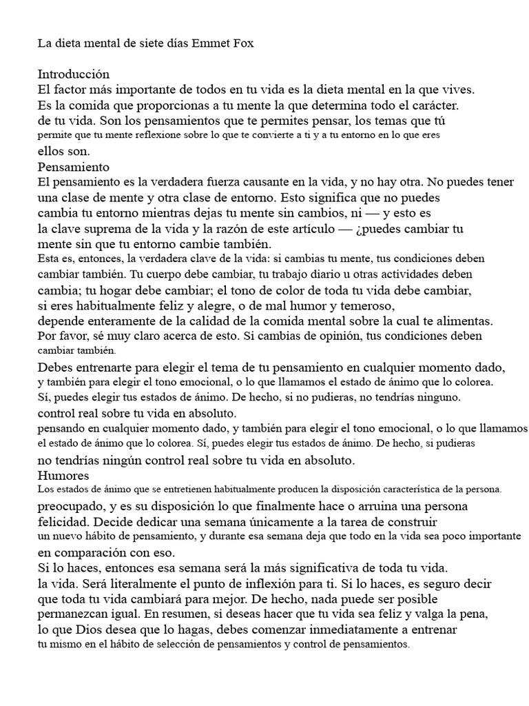 Dieta Mental de 7 Días para Cambiar tu Vida | PDF | Pensamiento | Mente