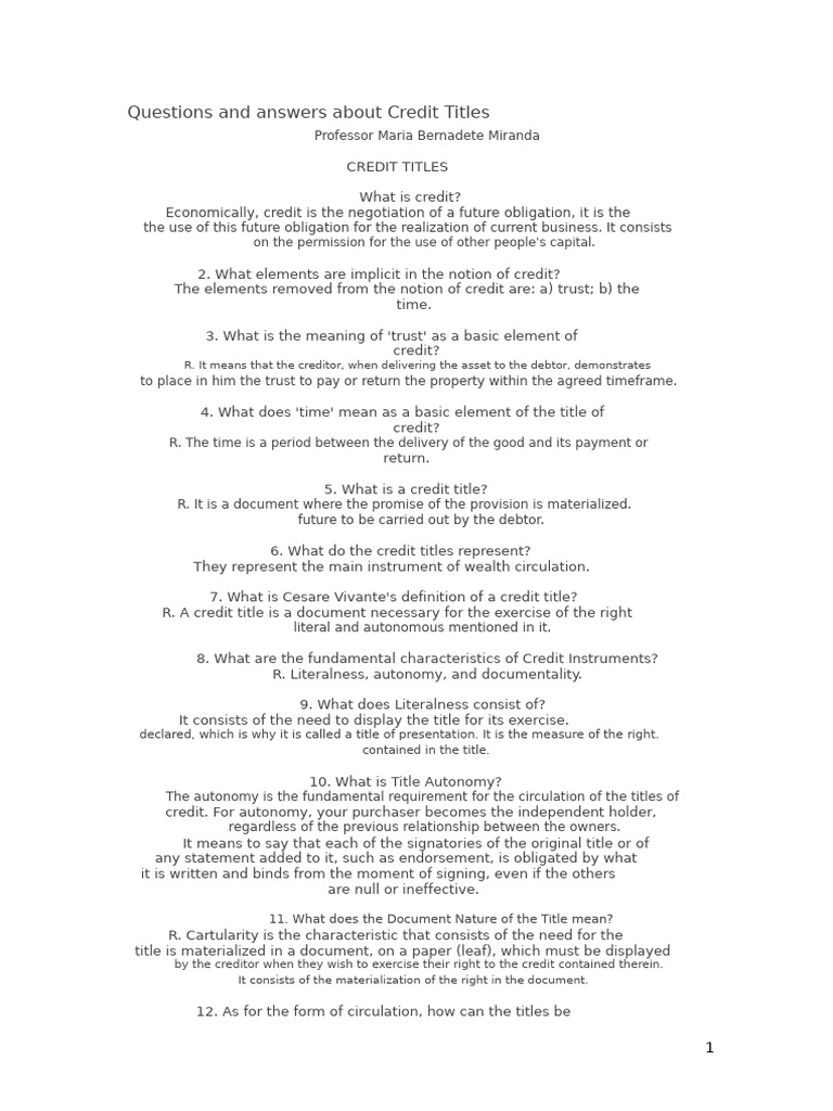 Understanding Credit Titles and Instruments | PDF | Cheque | Negotiable ...