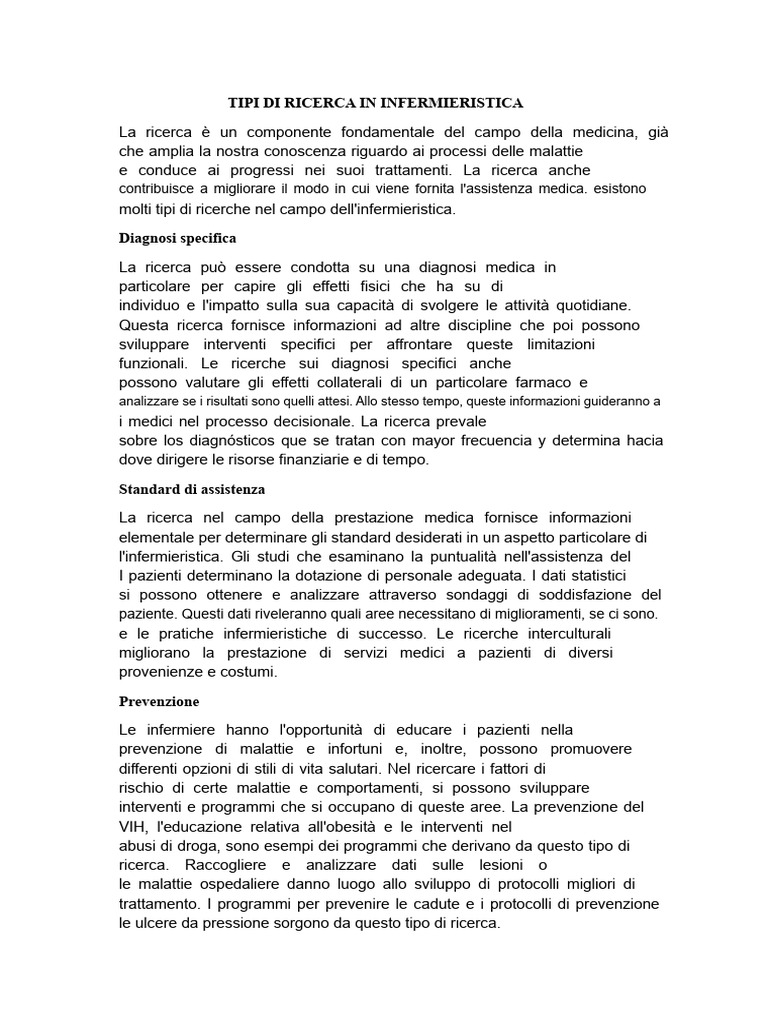 Tipi Di Ricerca in Infermieristica | PDF