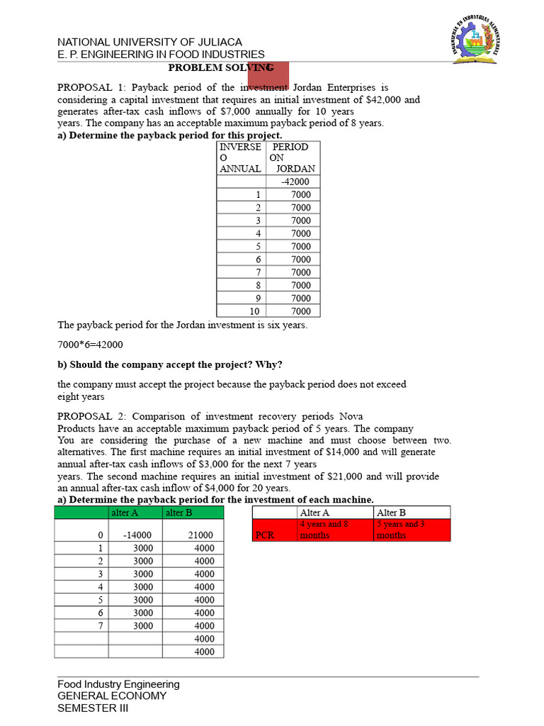 Investment Payback Period Analysis | PDF | Net Present Value | Internal ...