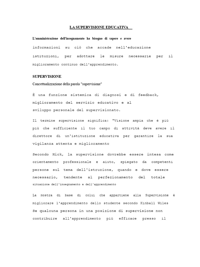La Supervisione Educativa | PDF