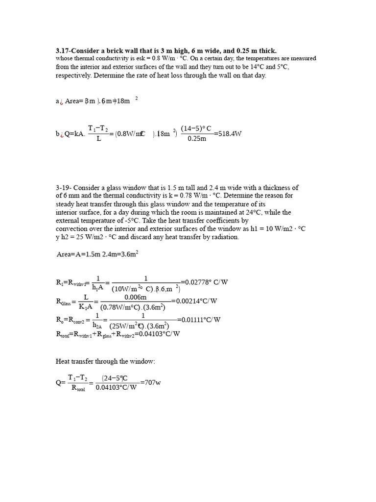 Heat Transfer Exercises | PDF | Thermal Insulation | Heat Transfer