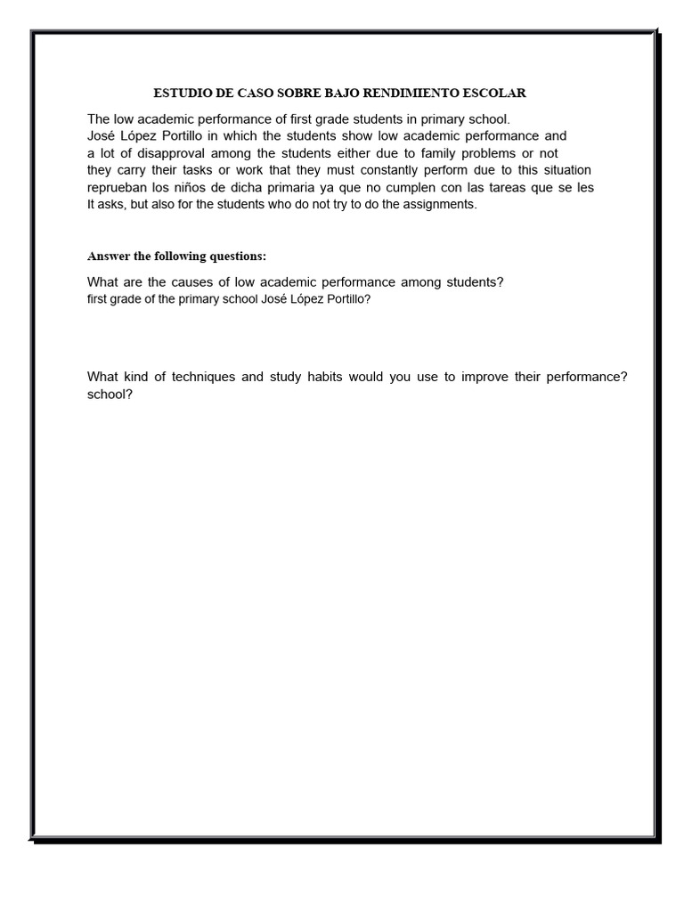 Case Study On Low Academic Performance | PDF