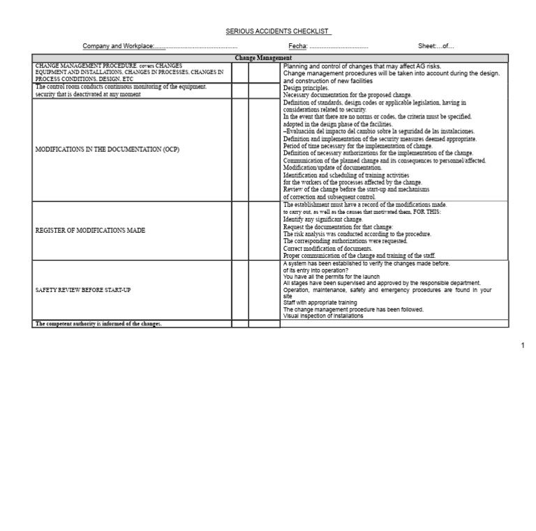 Change Control Checklist | PDF | Safety | Risk