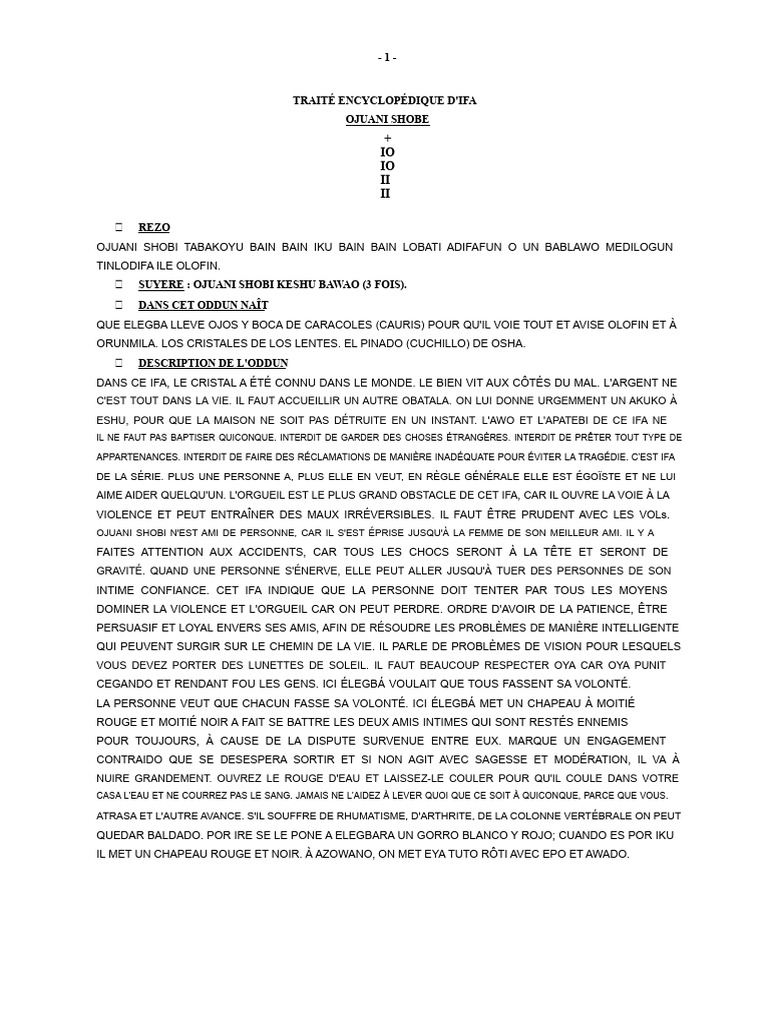 Ojuani Shobe : Enseignements d'Ifa | PDF