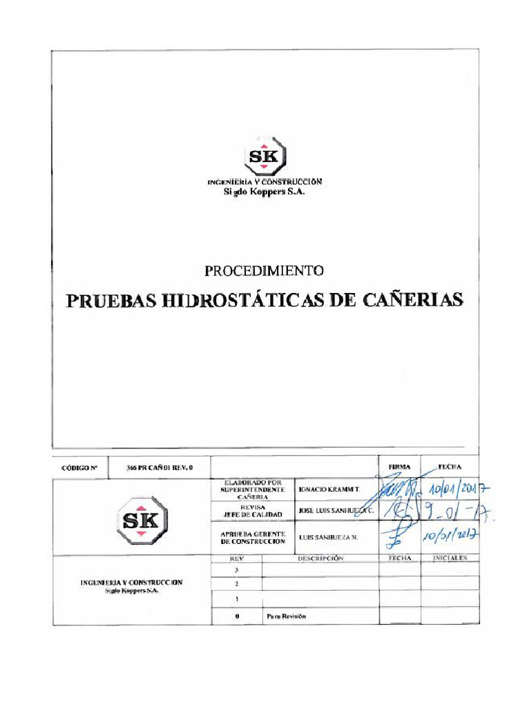 Hydrostatic Testing Procedure for Piping | PDF | Pipe (Fluid Conveyance ...