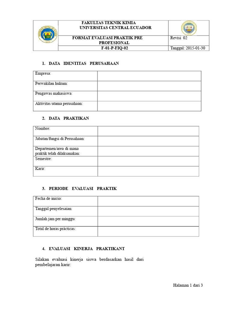Format Evaluasi Praktik Pra Profesi | PDF