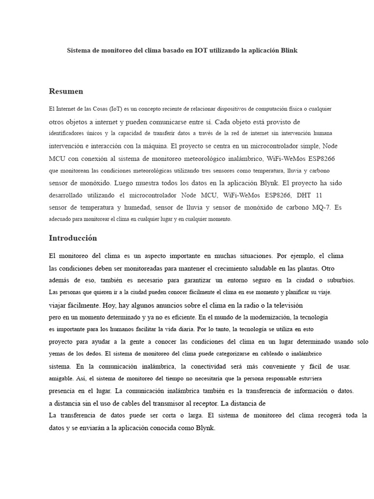 Sistema de Monitoreo Del Tiempo Basado en IoT Usando La Aplicación ...