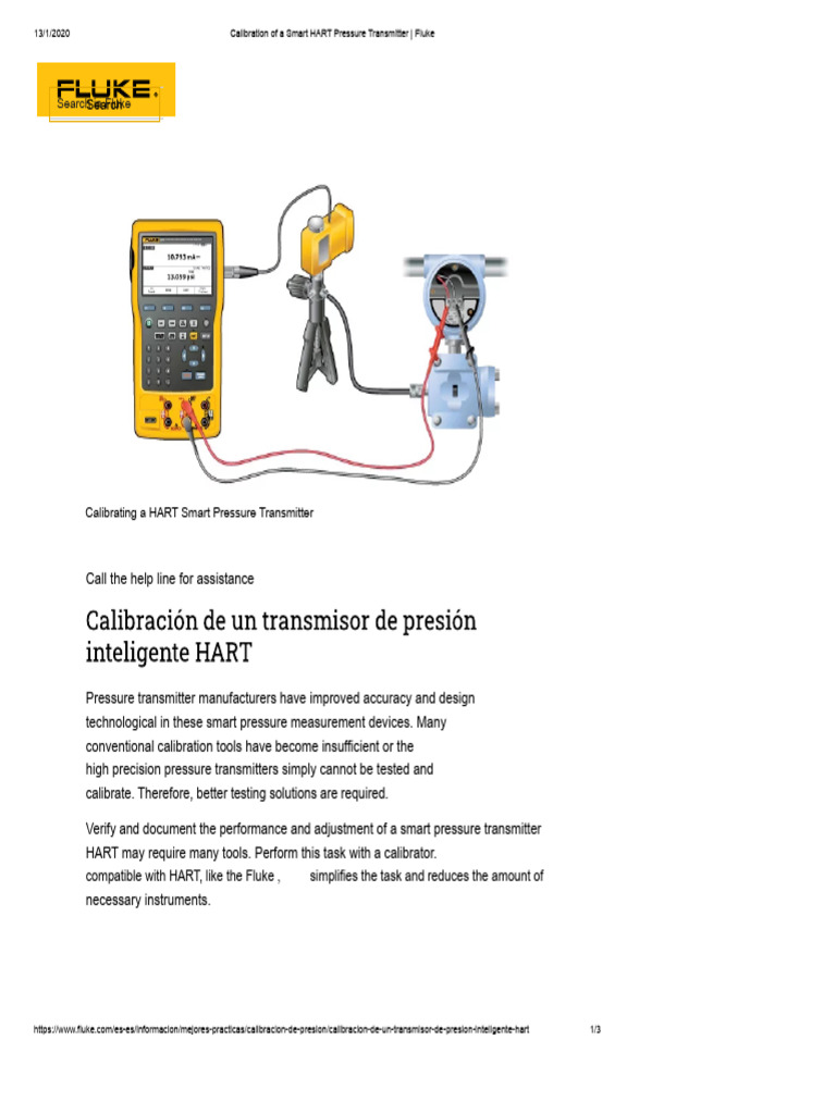 Calibration of A HART Smart Pressure Transmitter - Fluke | PDF ...