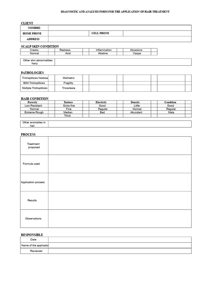 Hair Treatment Diagnostic Form | PDF