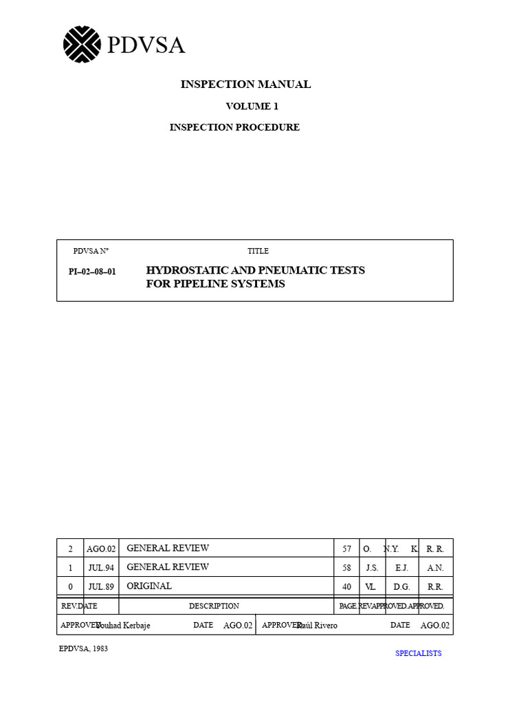 Hydrostatic Tests for Pipelines | PDF | Pipe (Fluid Conveyance ...