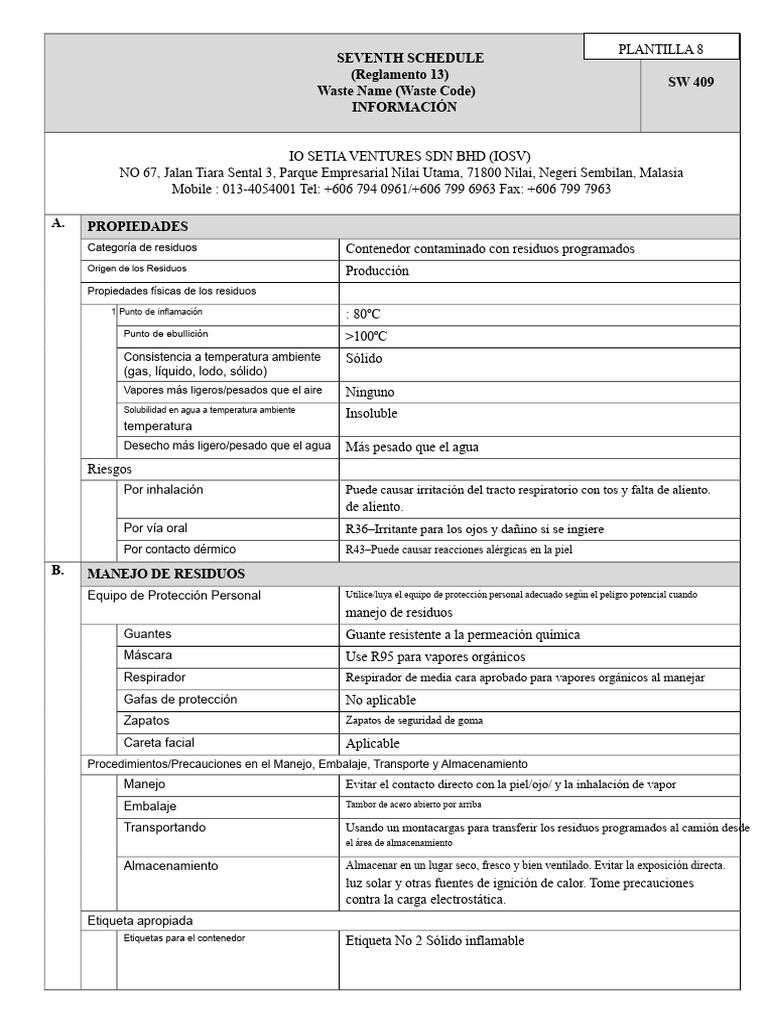 Manejo Seguro de Residuos SW 409 | PDF | Residuos | Agua