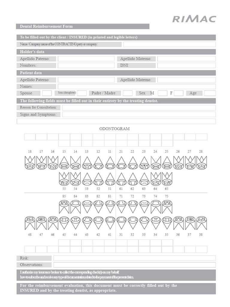 Rimac Eps Dental Chart | PDF | Dentist | Radiography
