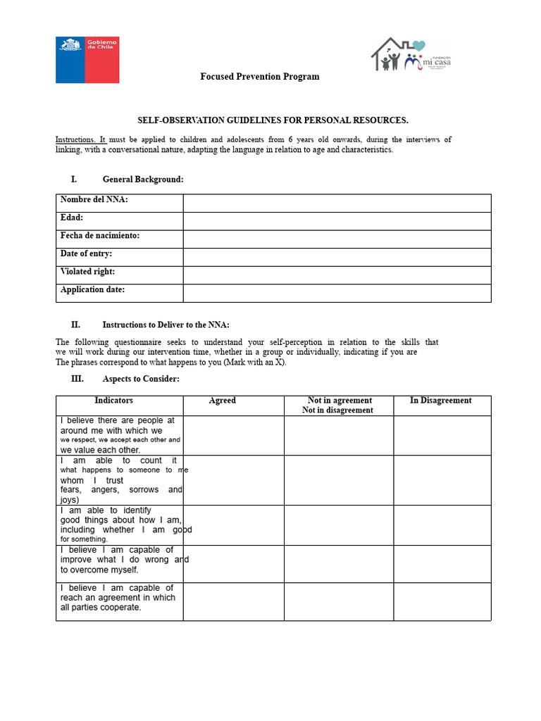 Self-Observation Guidelines of Rs Pers. Nov. 2015 | PDF | Cognition ...