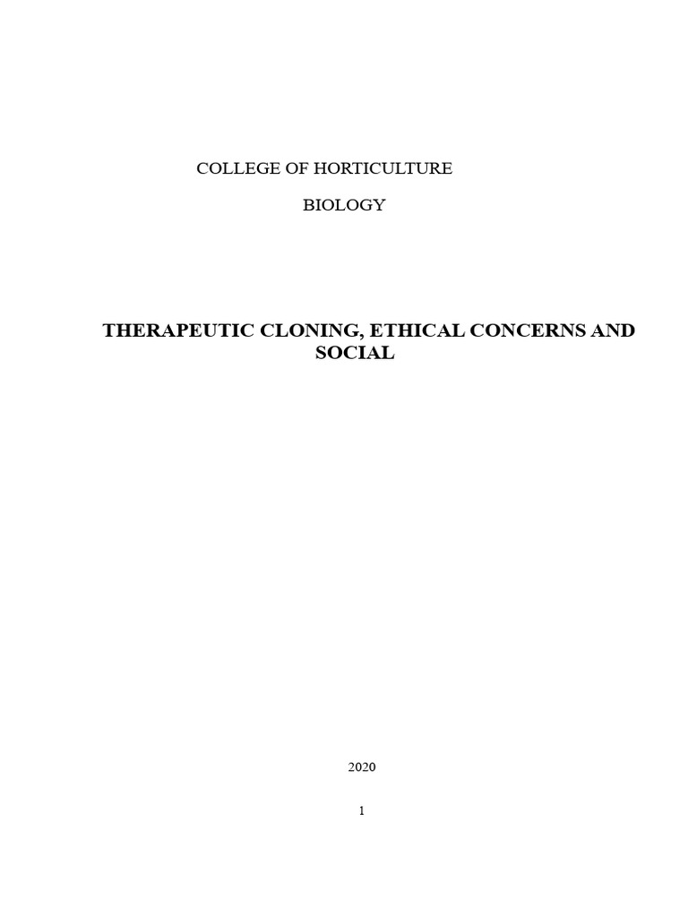 Therapeutic Cloning, Ethical and Social Concerns | PDF | Cell Potency ...