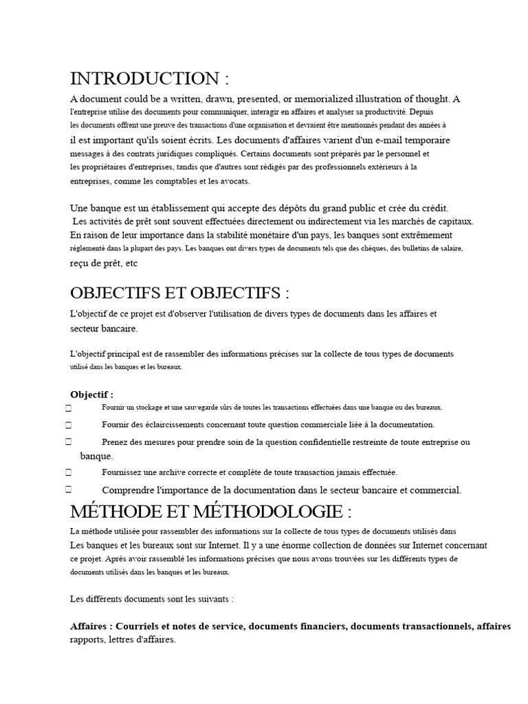 Collection de Tous Les Types de Documents Utilisés Dans Les Banques Et ...