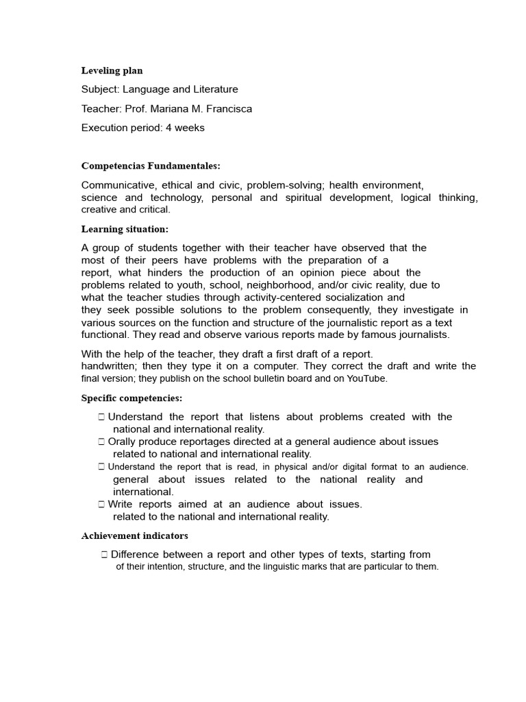 Leveling plan | PDF | Communication | Reading Comprehension