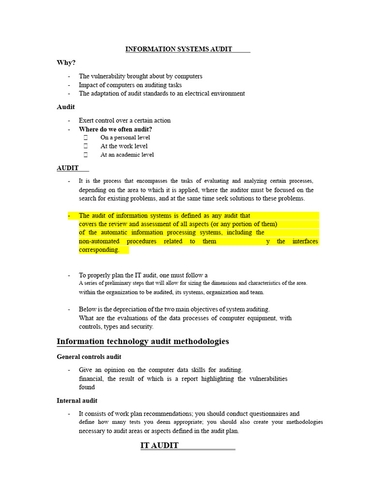 Information Systems Audit Overview | PDF | Audit | Computer Security