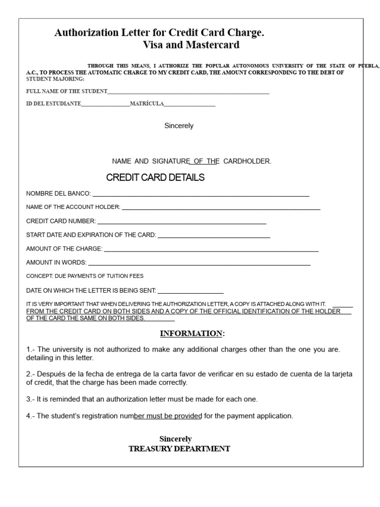 Authorization Letter For Charge On CC | PDF