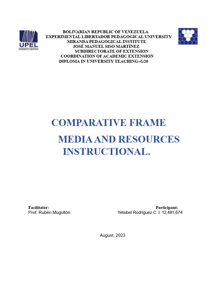 Comparative Framework of Instructional Media | PDF | Multimedia | Human ...