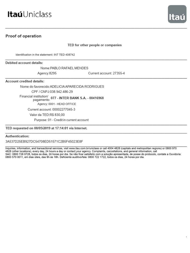TED Transaction Receipts Summary | PDF | Transaction Account | Debit Card