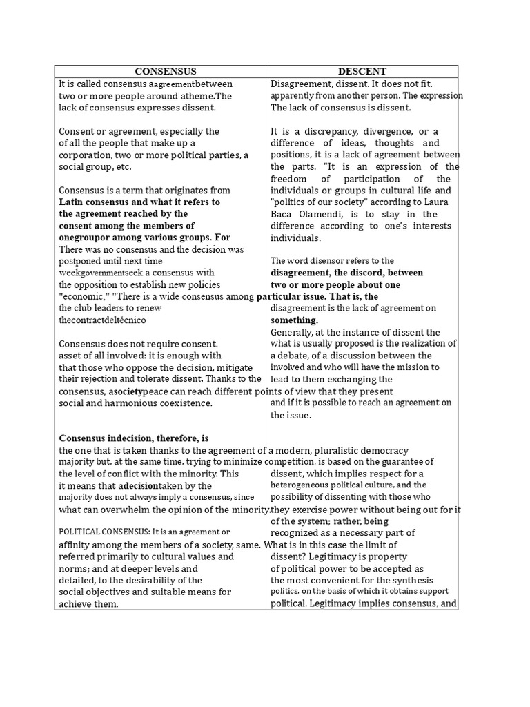 Consensus and Dissent | PDF | Consensus Decision Making | Dissent