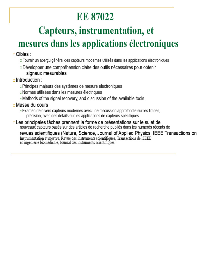 Capteurs et instrumentation en électronique | PDF | Calibrage | Capteur