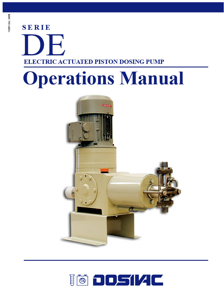 DE Series Electric Piston Dosing Pump Manual | PDF | Pump | Valve
