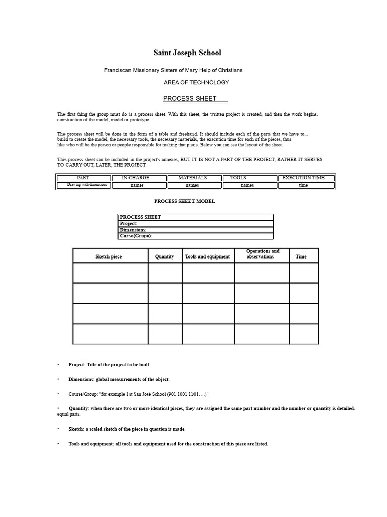 Process Sheet For Technology Projects | PDF