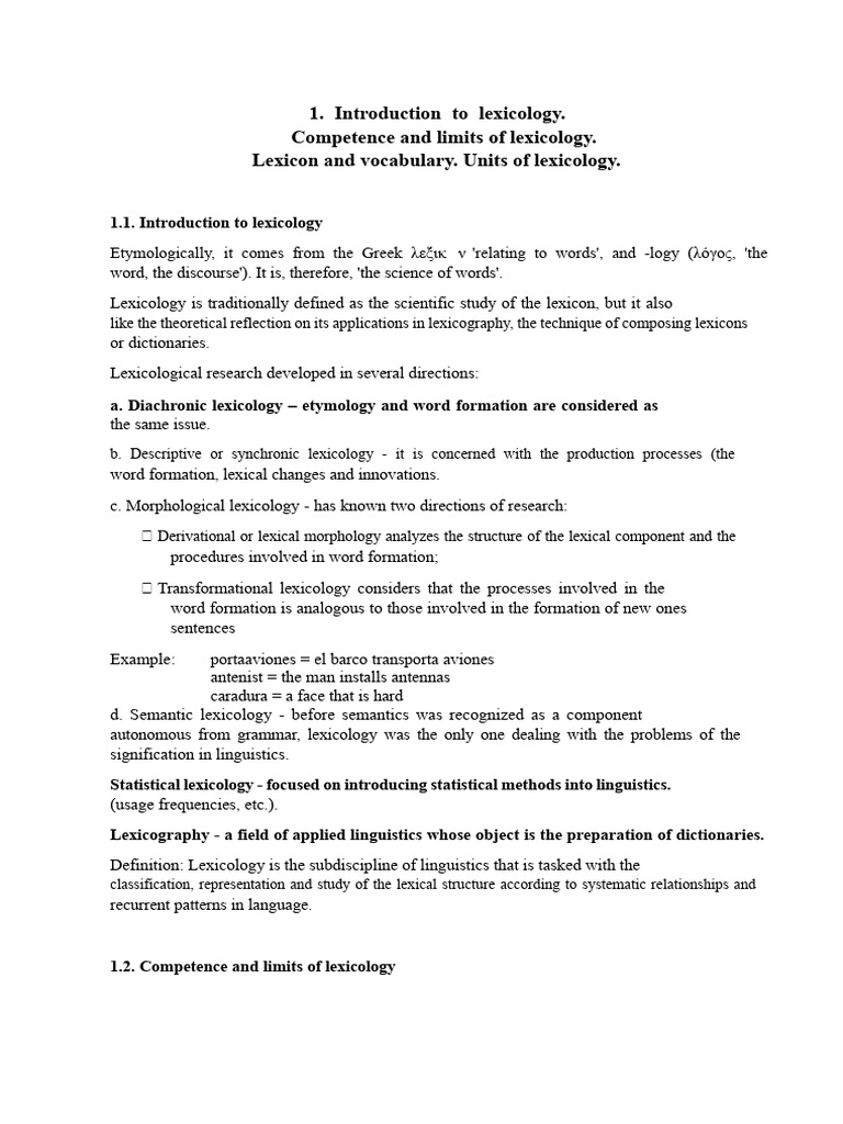 Understanding Lexicology and Its Units | PDF | Lexicology | Lexicon