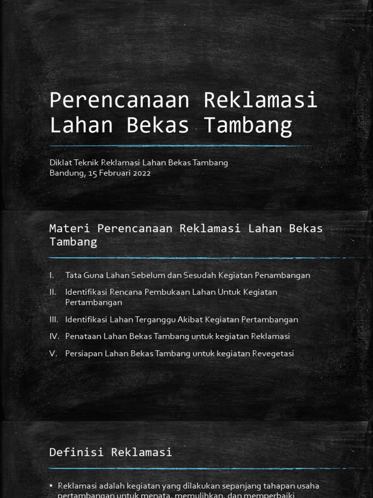 Perencanaan Reklamasi Lahan Tambang | PDF