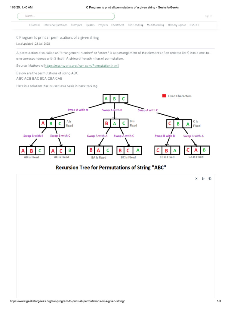C Program for String Permutations | PDF | String (Computer Science ...