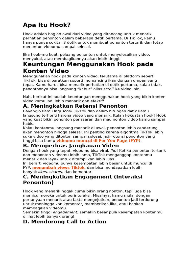 Memahami Hook dalam Konten Video | PDF