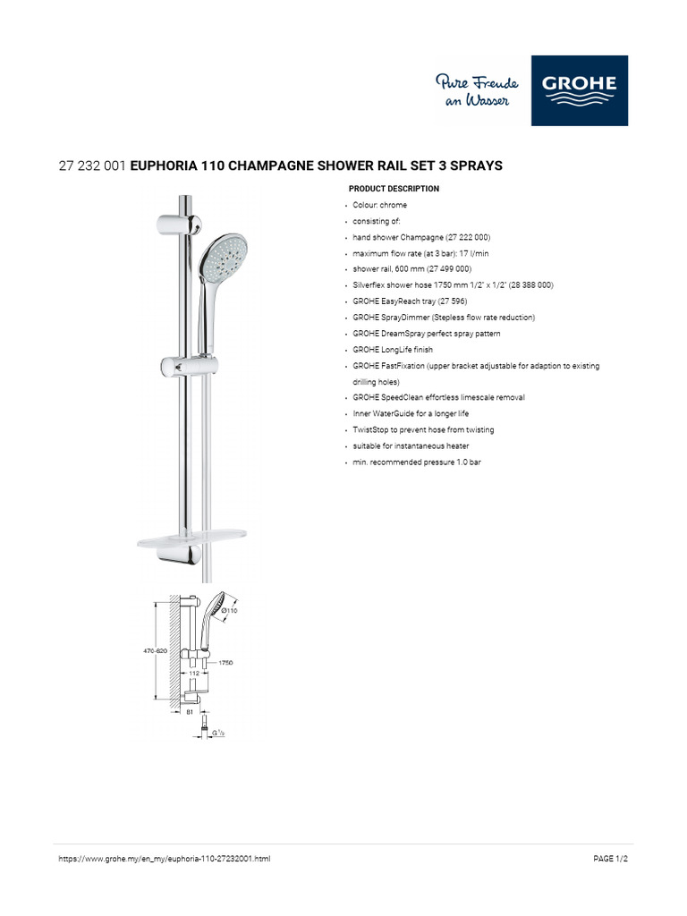 Euphoria 110 Champagne Shower Set | PDF | Shower