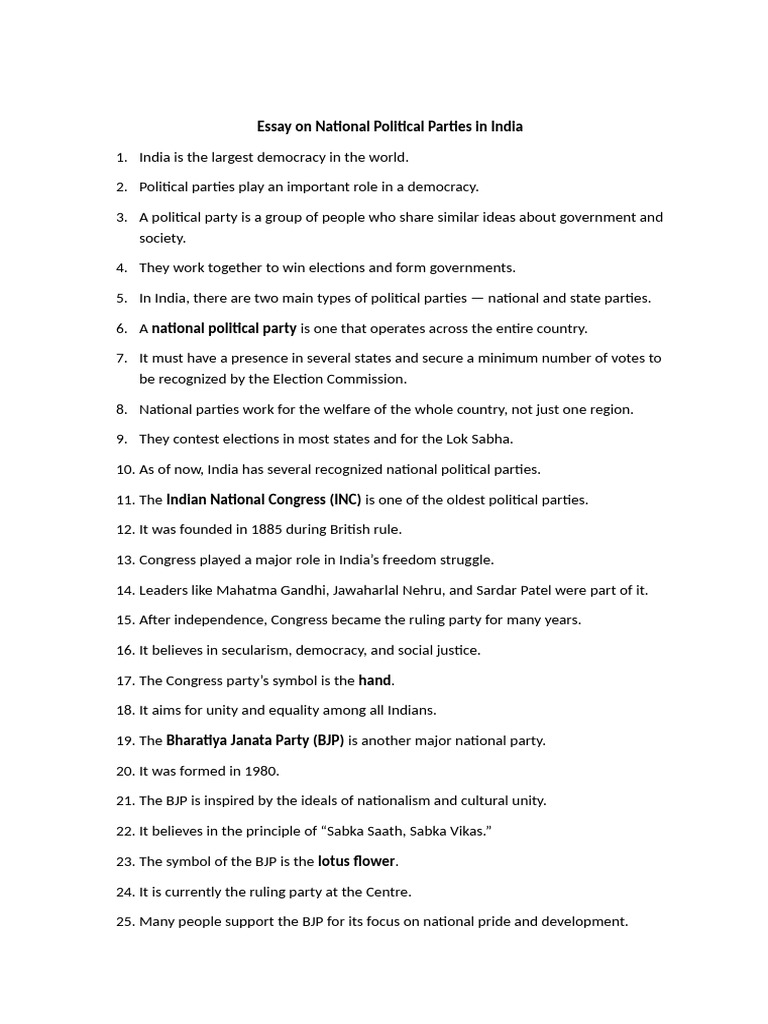 National Political Parties in India | PDF | Indian National Congress ...