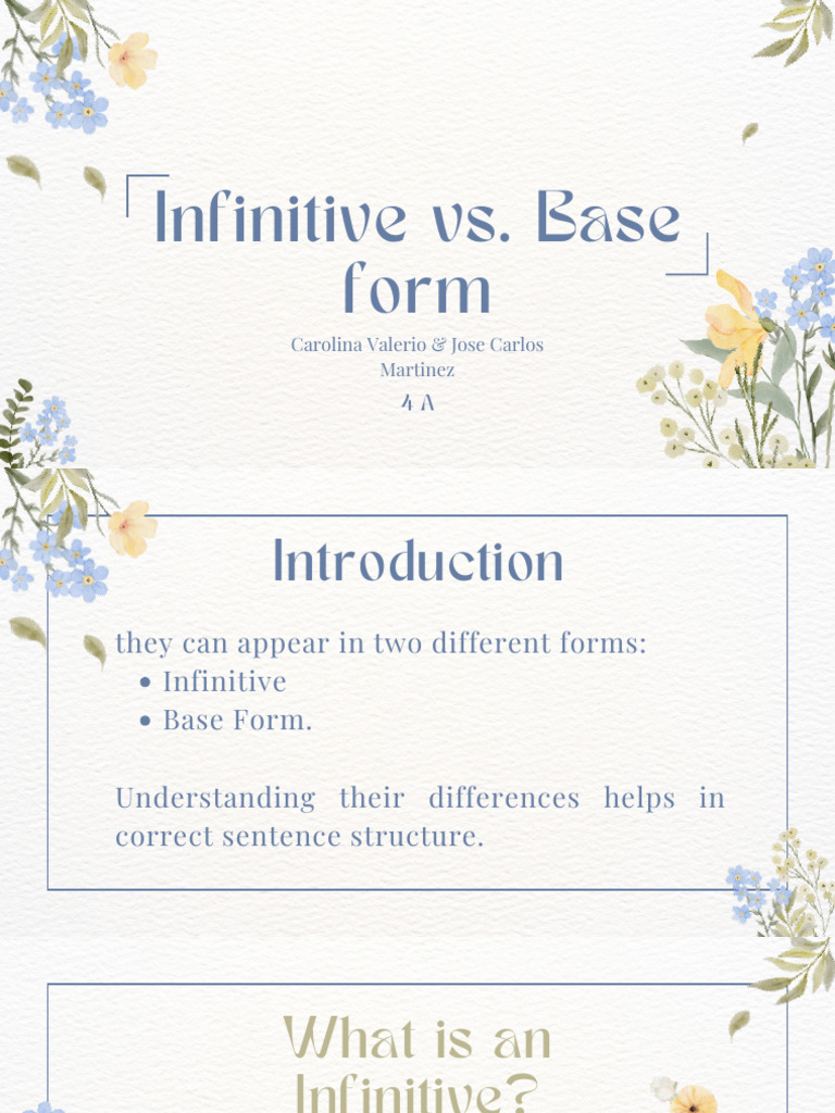 Infinitive vs. Base Form Explained | PDF