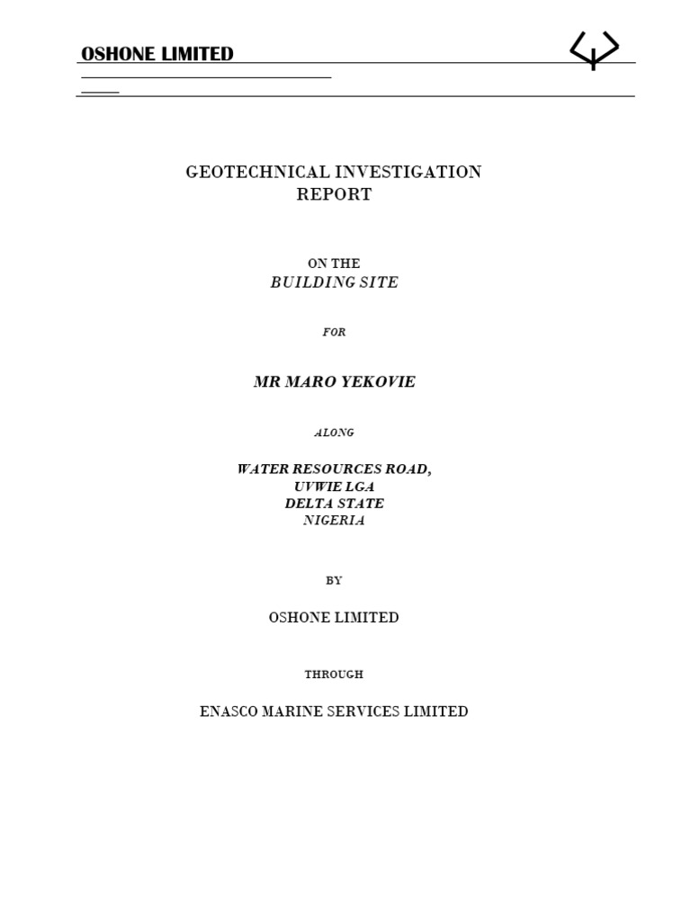Geotechnical Investigation Report for Building Site | PDF ...