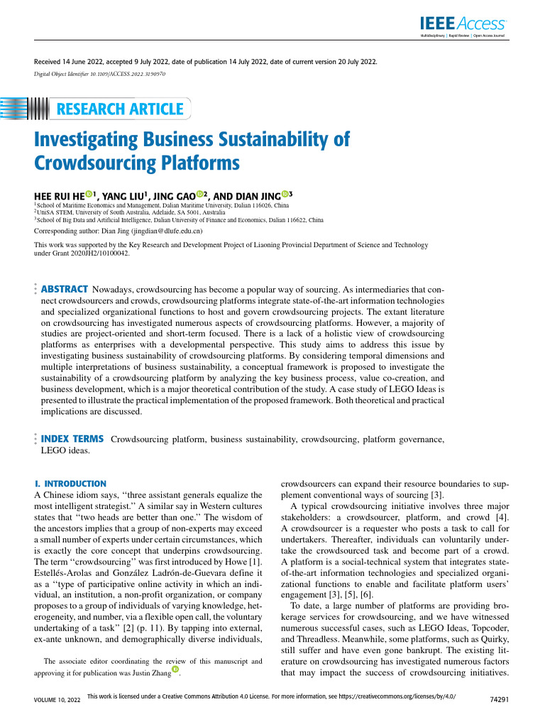 Business Sustainability of Crowdsourcing Platforms | PDF ...