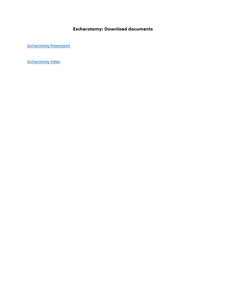 Escharotomy Resources: PPT & Video | PDF