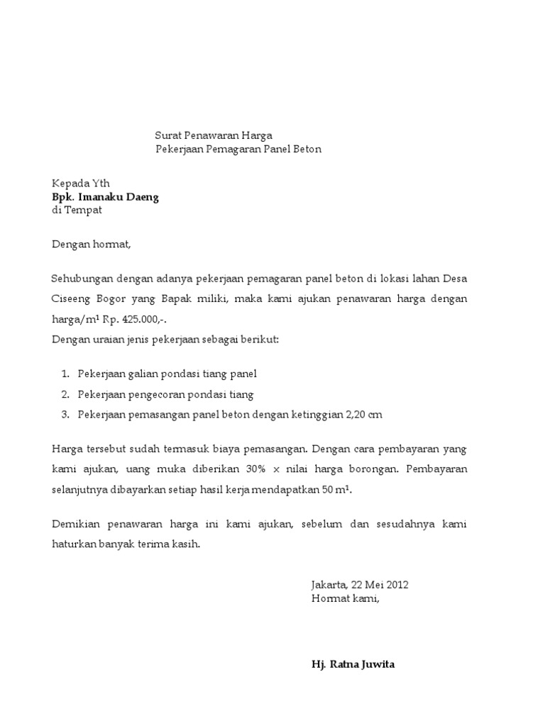 Surat Penawaran Harga