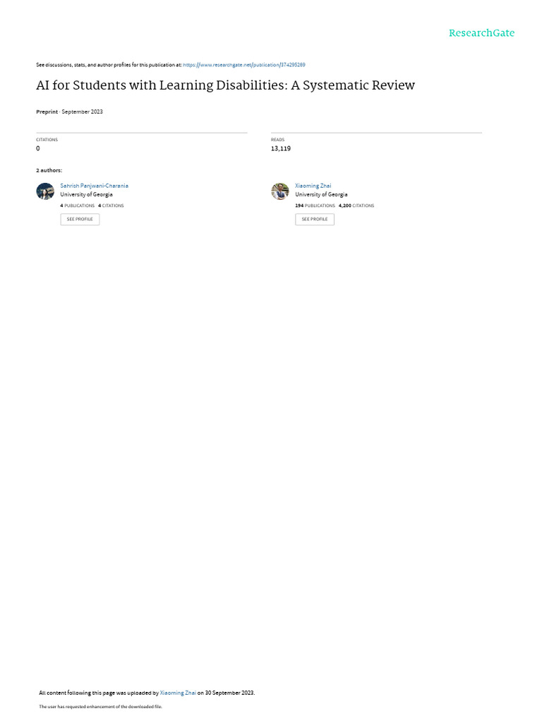 AI for Students With Disabilities Literature Review-2 | PDF | Learning ...
