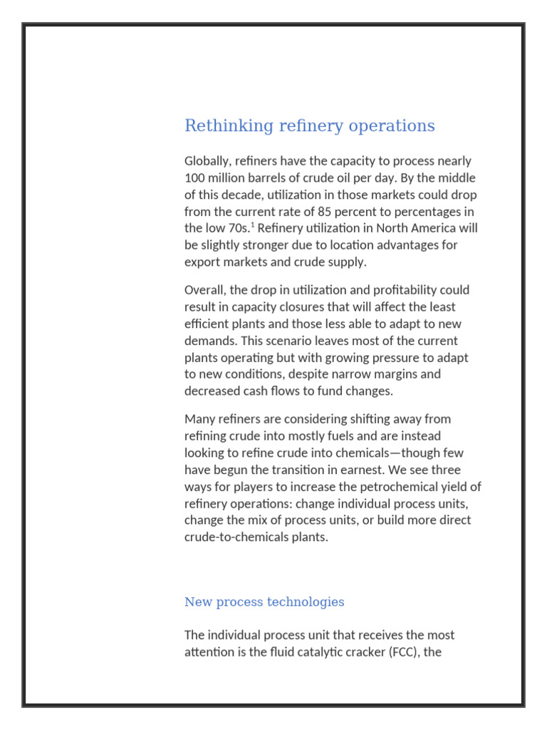 Optimizing Refinery Operations for Petrochemicals | PDF | Cracking ...
