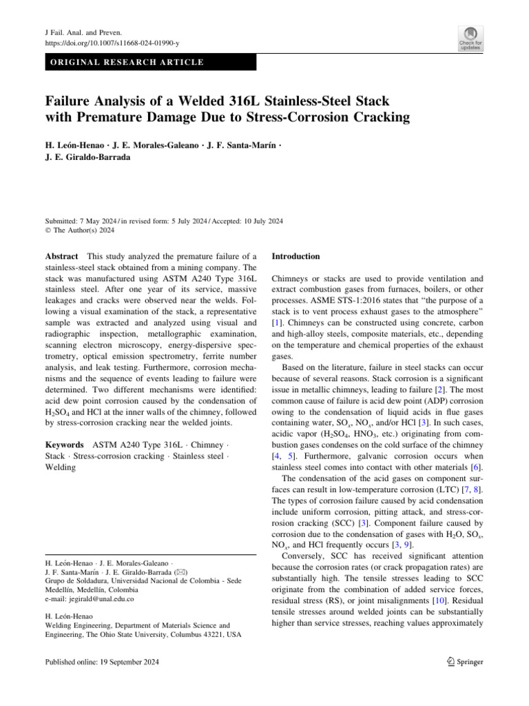 Failure Analysis of A Welded 316L Stainless-Steel | PDF | Stainless ...