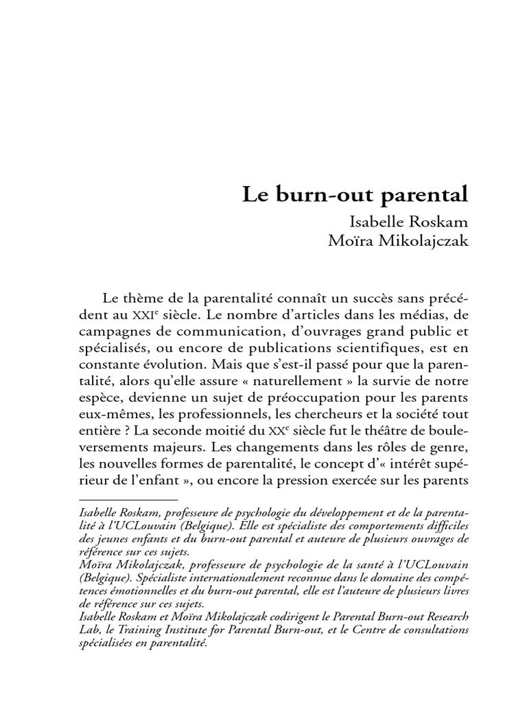 Comprendre le burn-out parental | PDF | Syndrome d'épuisement ...