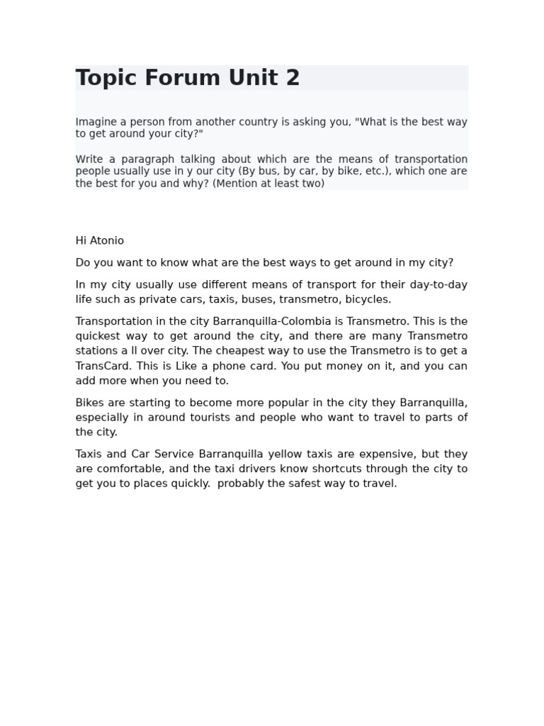 Topic Forum Unit 2 | PDF