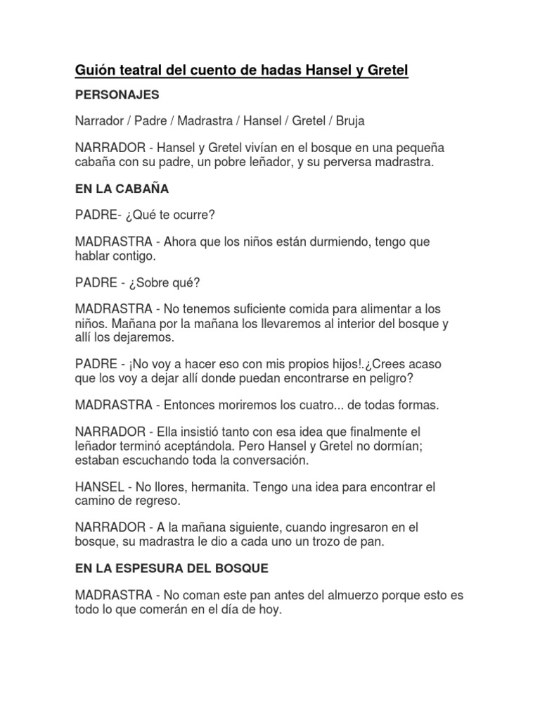 Hansel y Gretel PDF Hansel y Gretel Narración