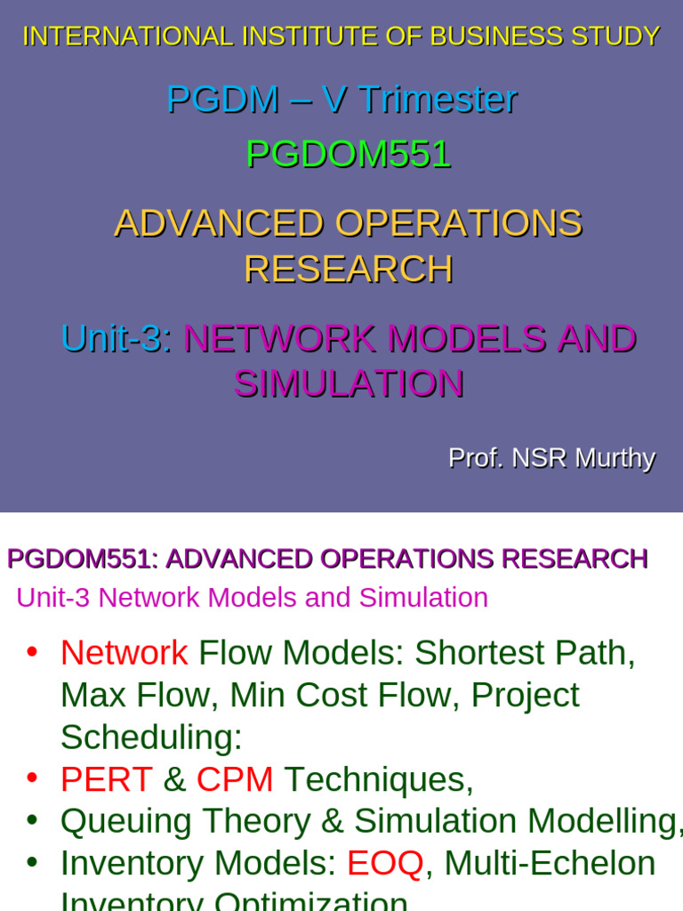 Network Models & Simulation in Operations | PDF | Applied Mathematics ...