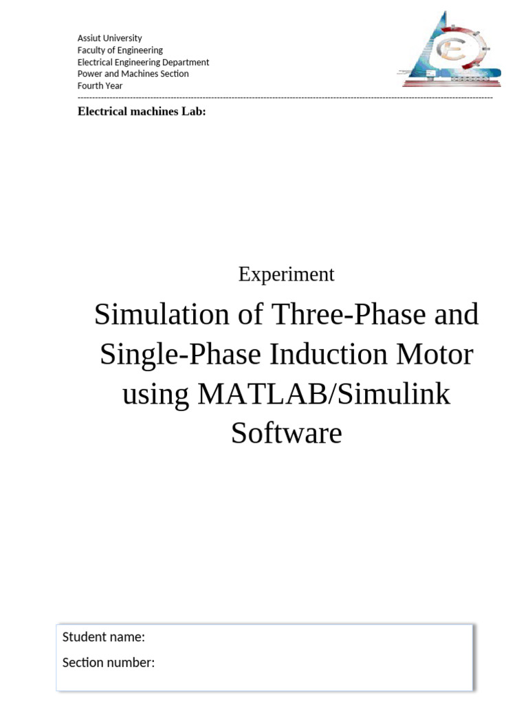 Induction Motor Simulation in MATLAB | PDF | Electromagnetic Induction ...