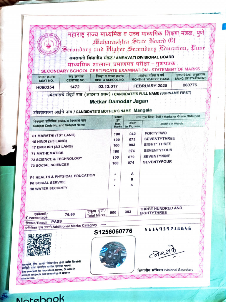 SSC Exam Marks Statement February 2025 | PDF | Educational Stages ...