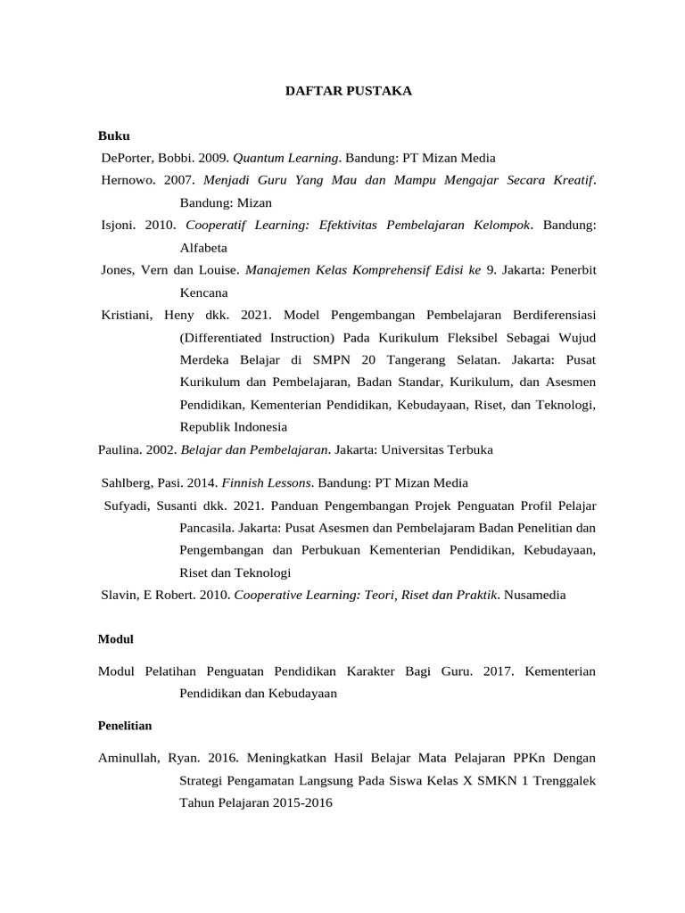 Daftar Pustaka Pembelajaran Kolaboratif | PDF